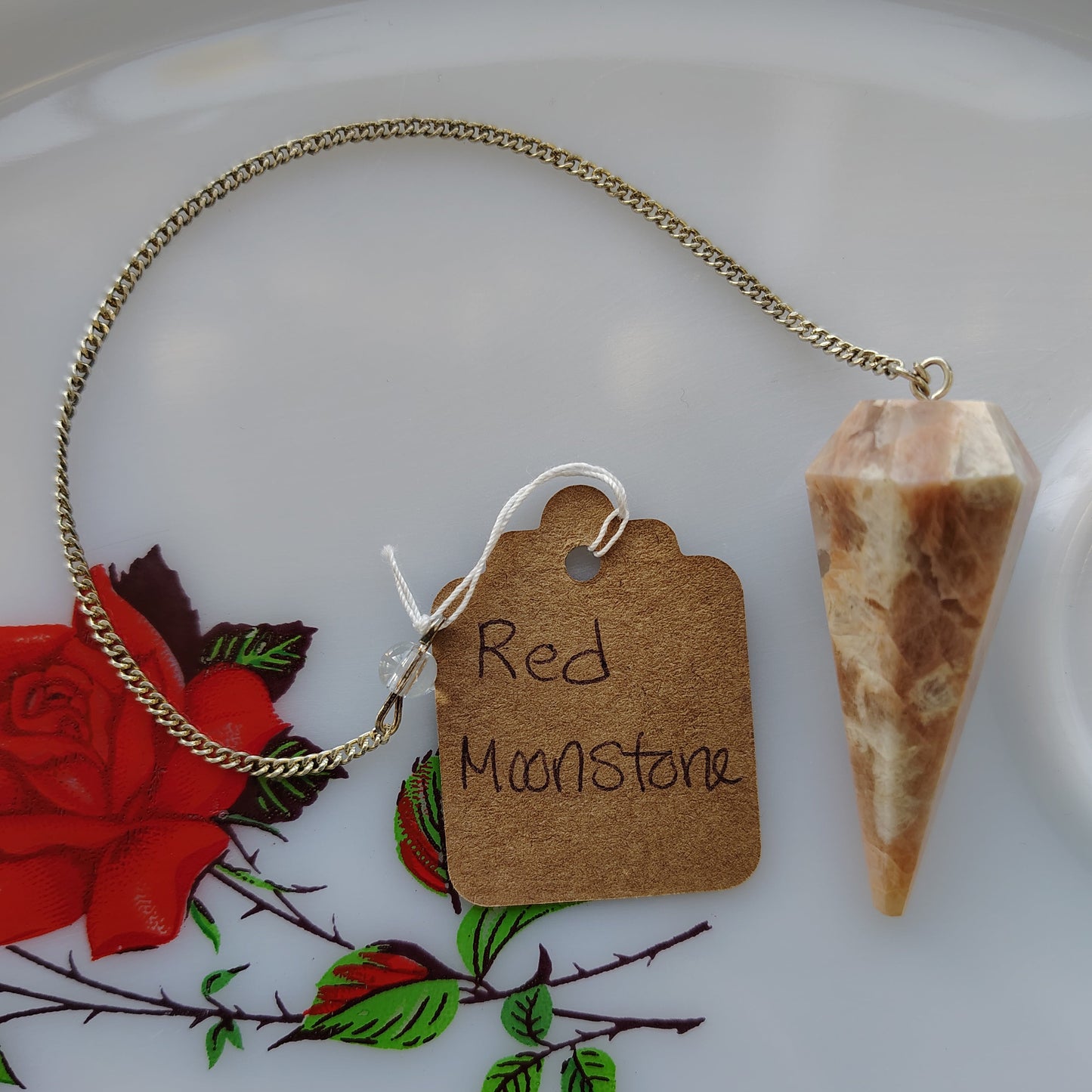 Red Moonstone Point Pendulum