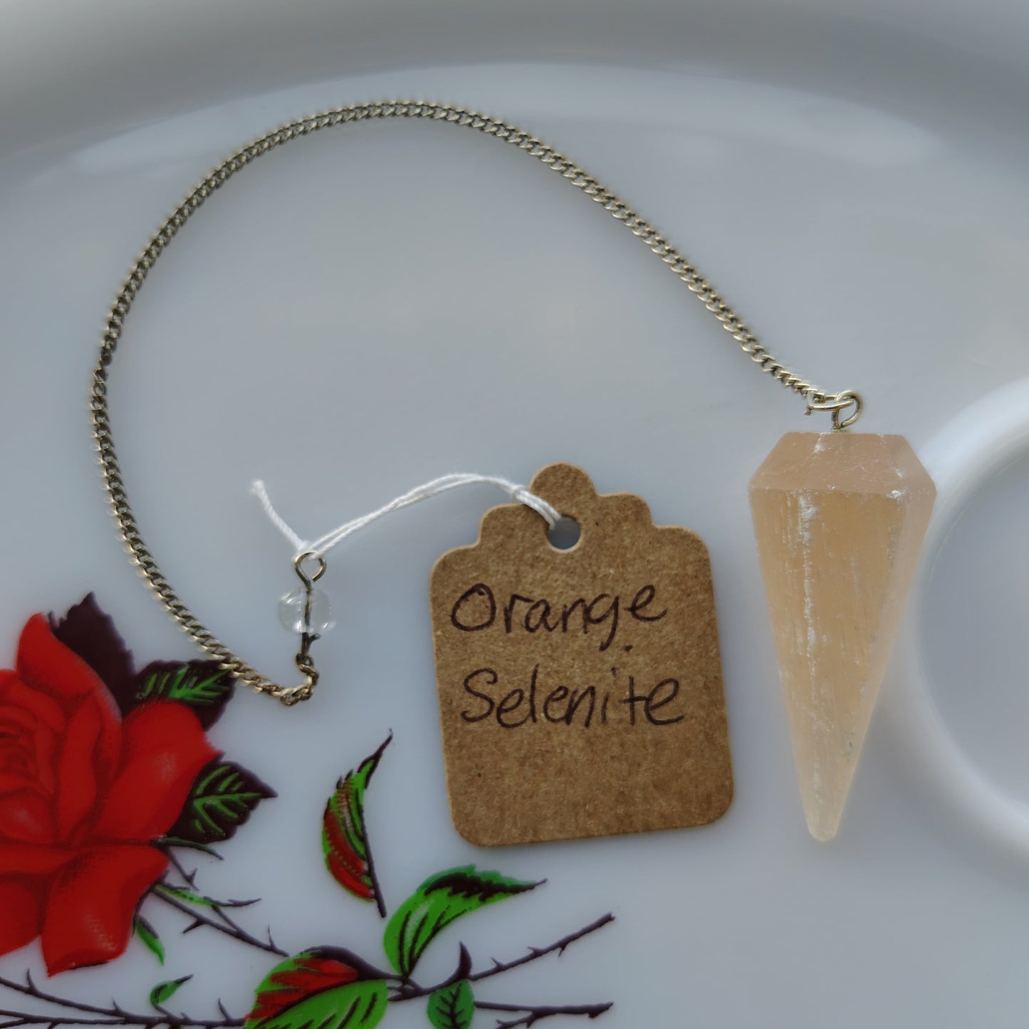 Orange Selenite Point Pendulum